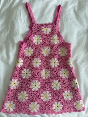 Zara Pink Crochet Daisy Tank Dress 2-3 Years Old
